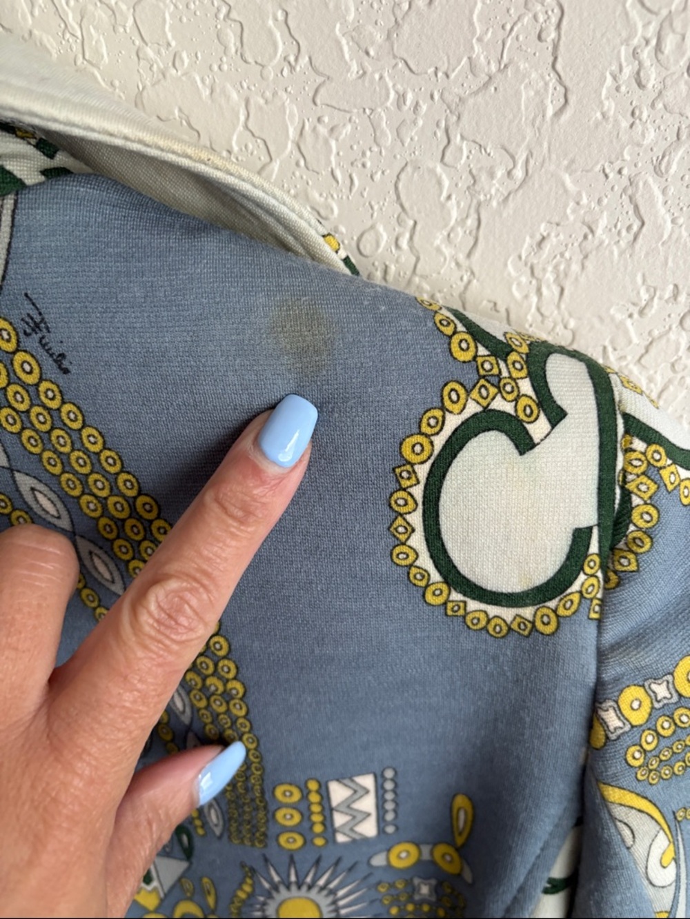 Emilio Pucci Blue & Cream Printed Silk-Blend Blazer - Picture 7 of 10